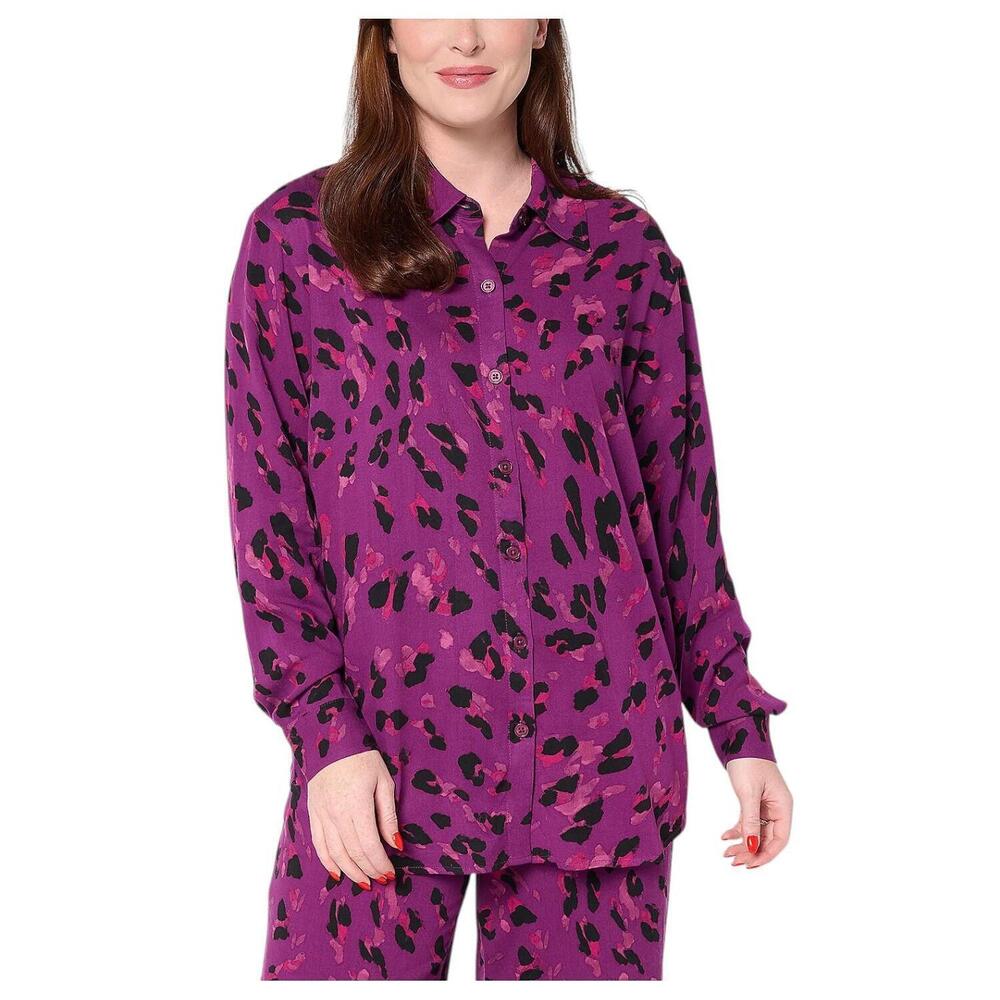 Brandis Women`s Dress Out Loud Printed Long Sleeve Blouse Leopard - Regular